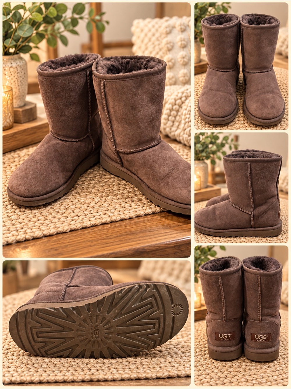 UGG Australia Classic Short Chocolate Brown Suede Shearling Boots
